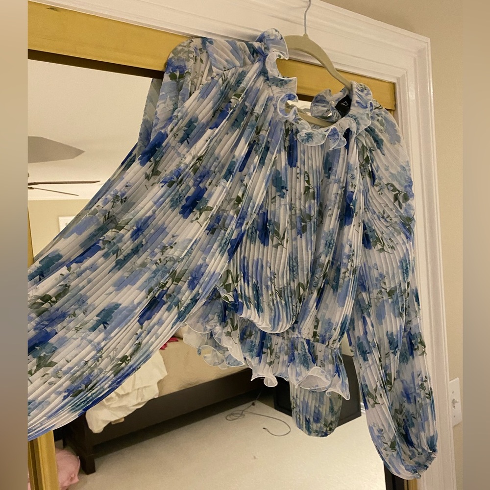 Blue floral blouse